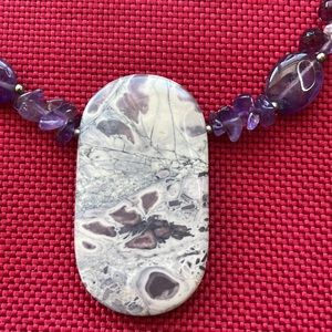 Amethyst and jasper natural necklace